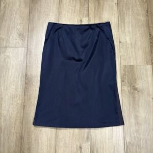 Moschino Jeans Womens Sz 6 Navy Side Zip Pencil Skirt Mid Thigh Length Lined